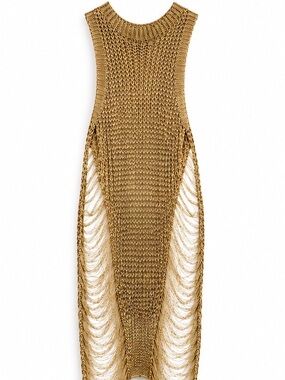 Boho Festival Gold Knit Dress / Cover Up – One of a Kind Look